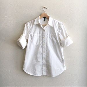 Ralph Lauren White Shirt Button Up Roll Sleeve XS